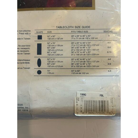 Vintage Blue Tablecloth Concorde 70 in Round Polyester Square Imprint Solid NWT - Picture 5 of 6